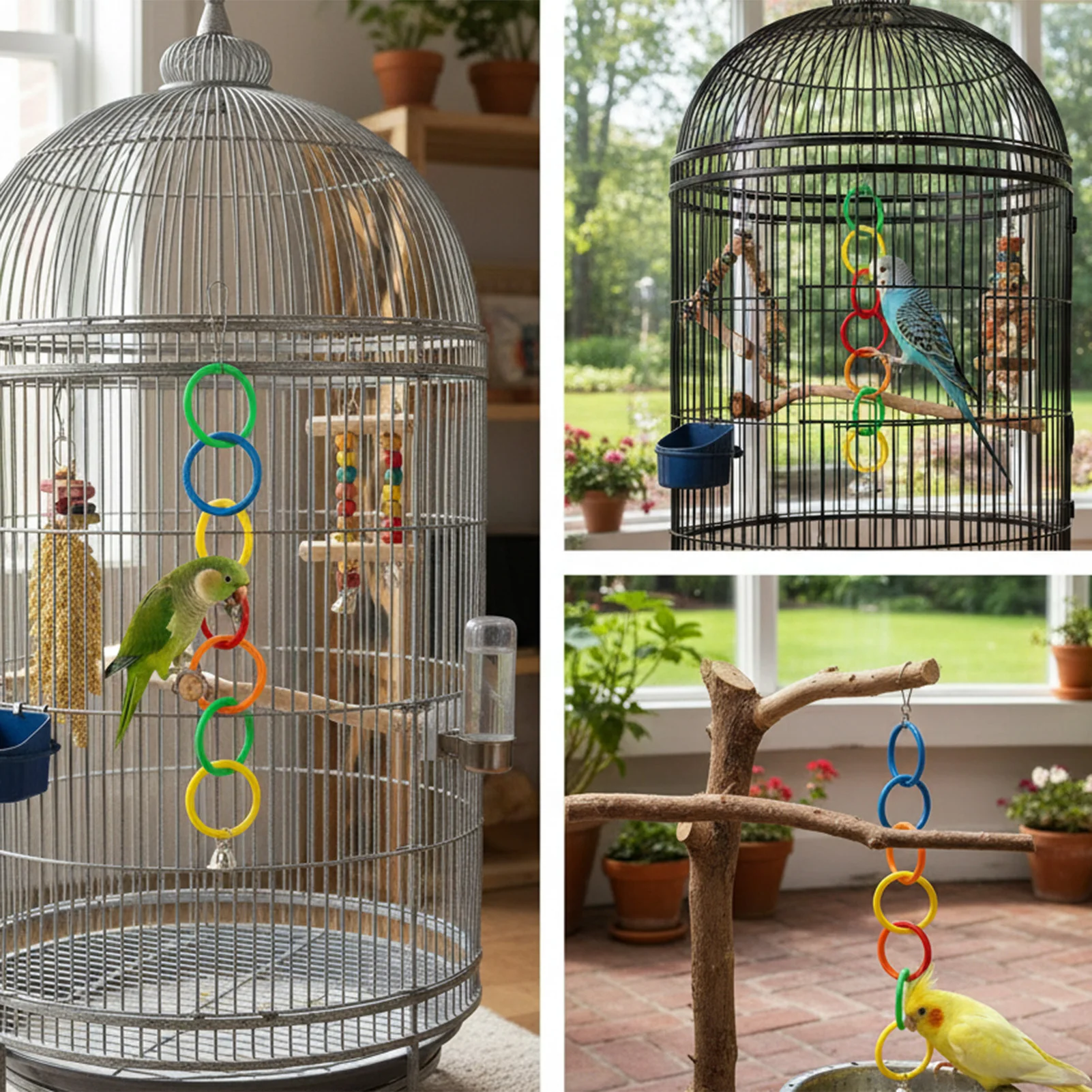 Anéis de Escalada para Pássaros de Plástico PP com Instalação DIY - Imagem 3
