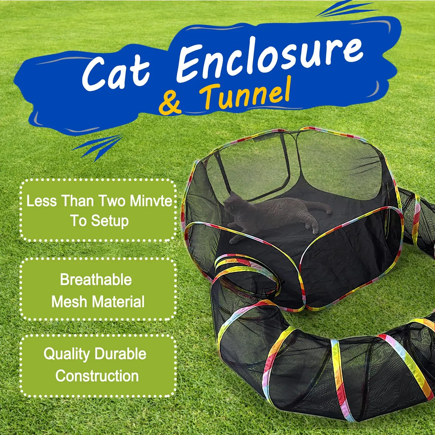 Barraca Portátil para Gatos com Túnel de 315 cm e Bolsa de Transporte - Imagem 4