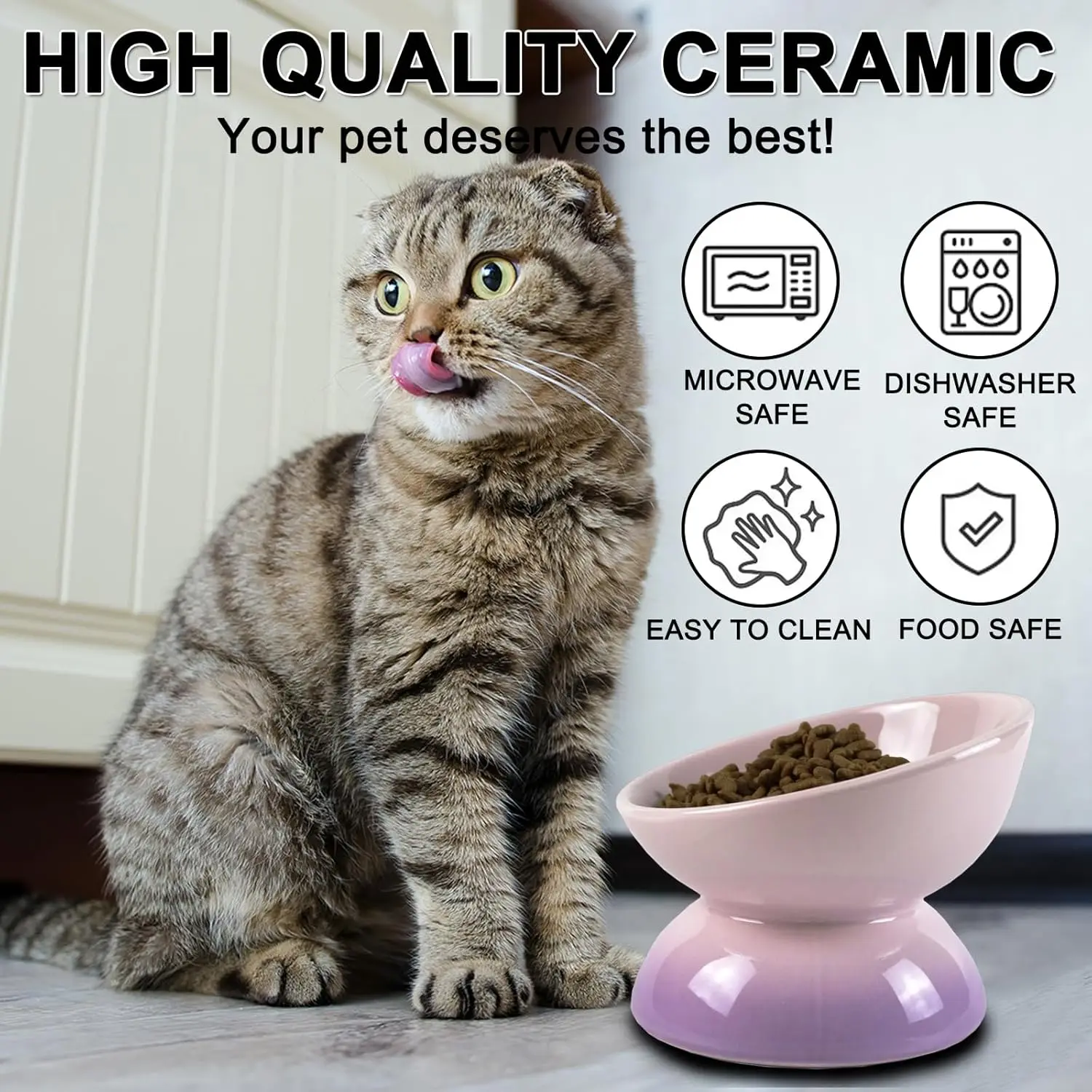Tigela Elevada de Cerâmica para Gatos Inclinada Lavável - Imagem 5