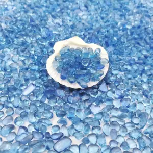 cascalho de vidro azul para aquário