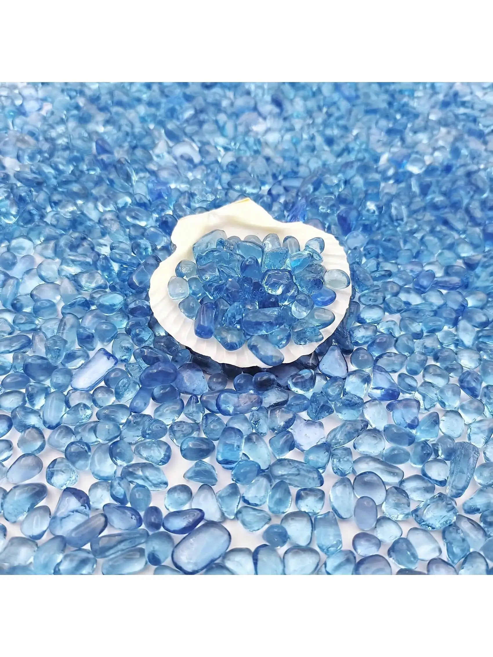 cascalho de vidro azul para aquário