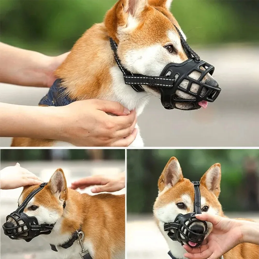 Máscara de Silicone para Cães Grandes e Médios com Tiras Refletivas - Imagem 3