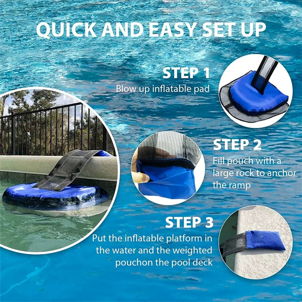 Rampa de Escape para Piscina PVC para Pequenos Animais com Rede de Fuga - Imagem 4