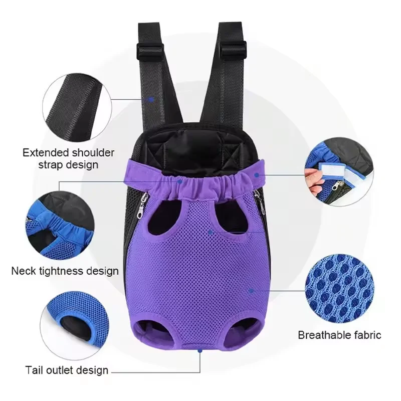 Mochila para Cães e Gatos Pequenos de Malha Respirável com Zíper Seguro - Imagem 4