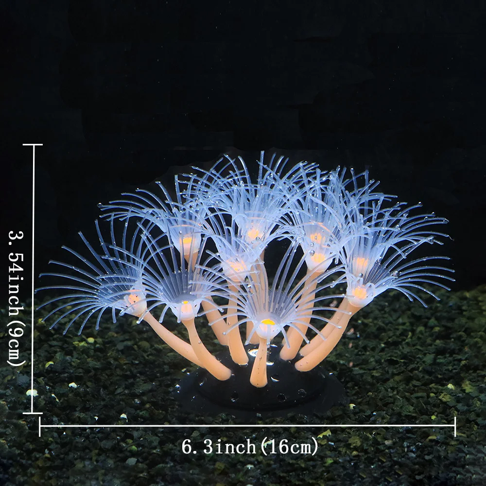 Planta Girassol Coral Artificial para Aquário de Silicone Fluorescente - Imagem 6