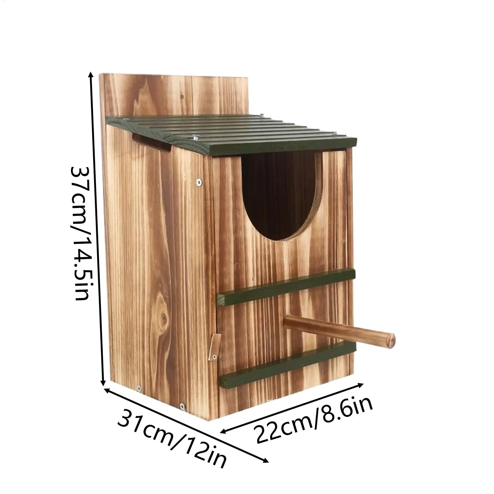 Caixa Ninho de Coruja de Madeira para Jardim 37x31x22cm Carbonizada - Imagem 6