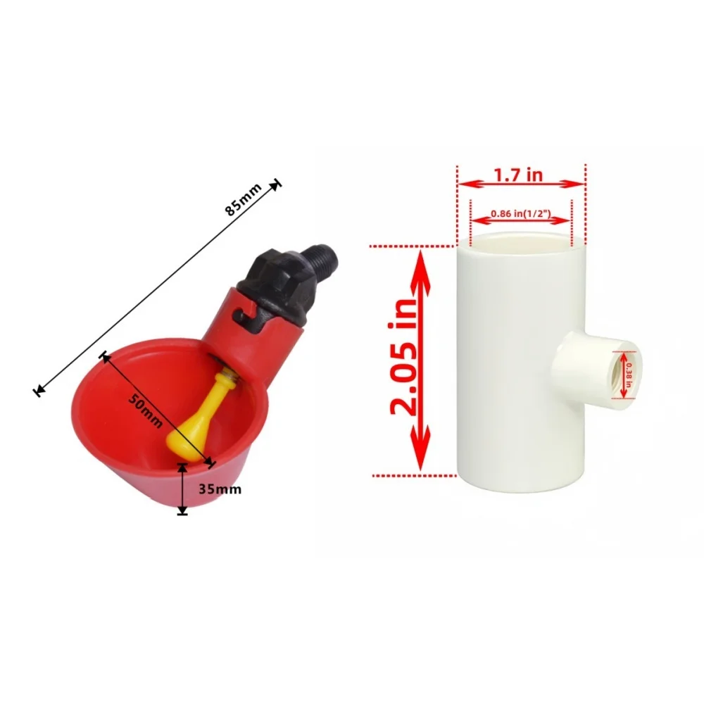 Bebedouro Automático para Aves com Conector em T e Gatilho Amarelo - Imagem 6