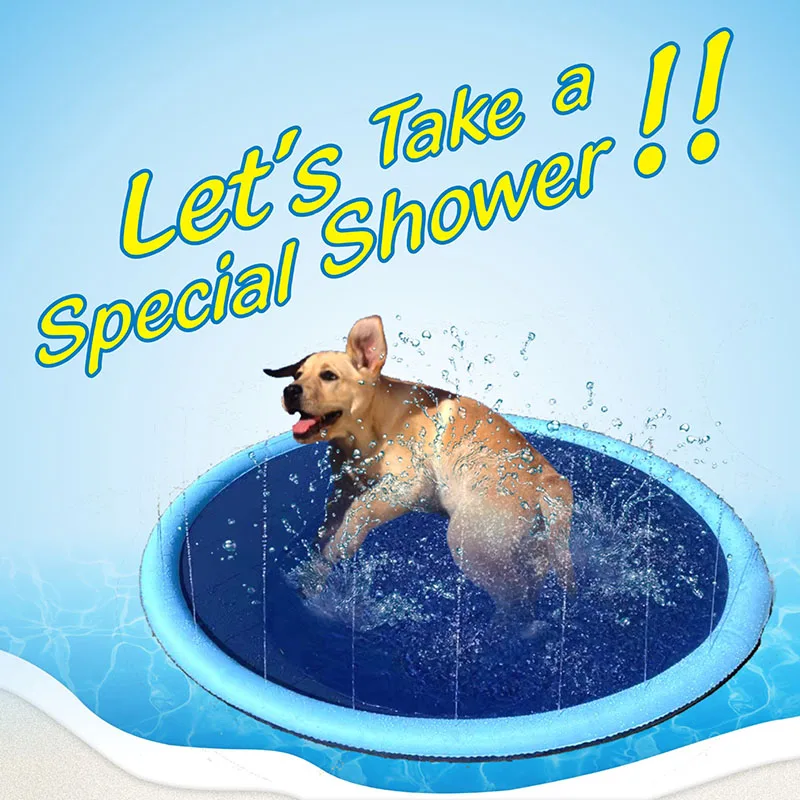 Tapete Inflável Aspersor para Cães PVC Azul 100x100 cm para Refrescar - Image 2
