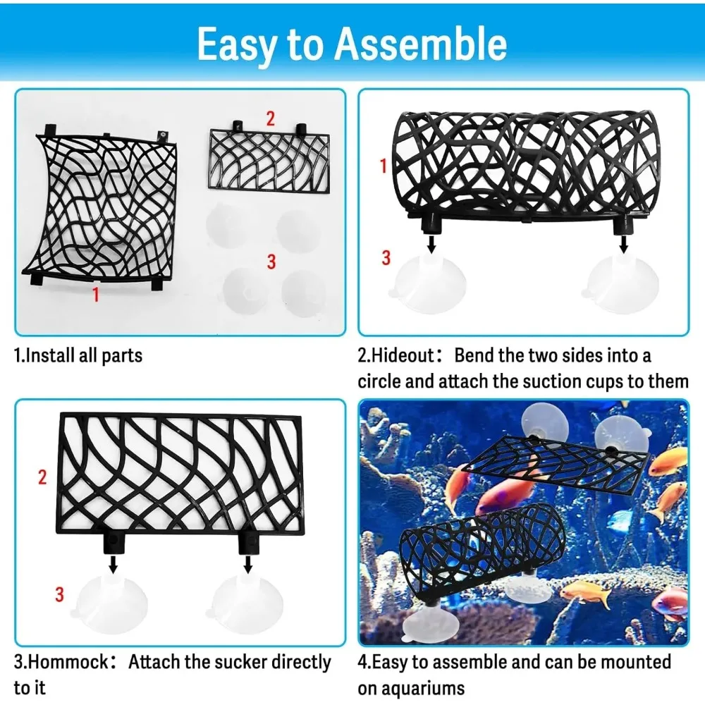 Caverna Esconderijo para Peixe Betta com Rede Cama e Ventosas - Imagem 6