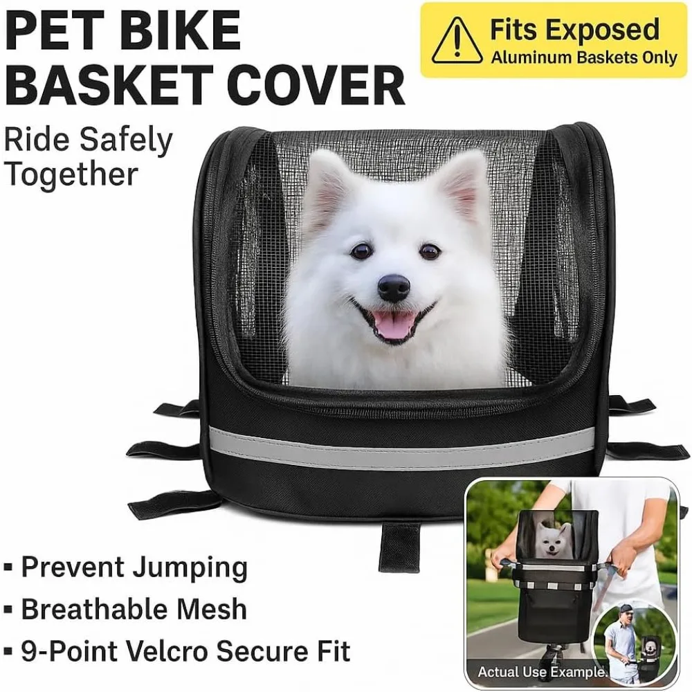 Capa para Cesta de Bicicleta para Cães com Zíper e Rede Respirável - Imagem 6