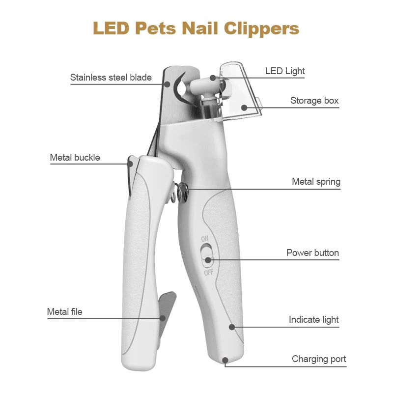 Cortador de Unhas LED para Cães e Gatos USB Recarregável - Imagem 6