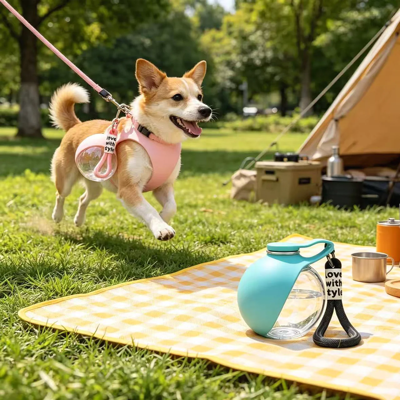 Garrafa de Água Dobrável para Cães Portátil 285 ml com Cordão - Image 3