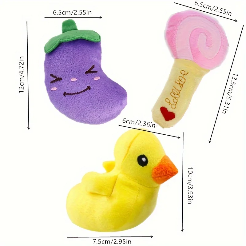 Kit de Brinquedos de Pelúcia para Filhotes com Design de Frutas e Legumes - Imagem 5