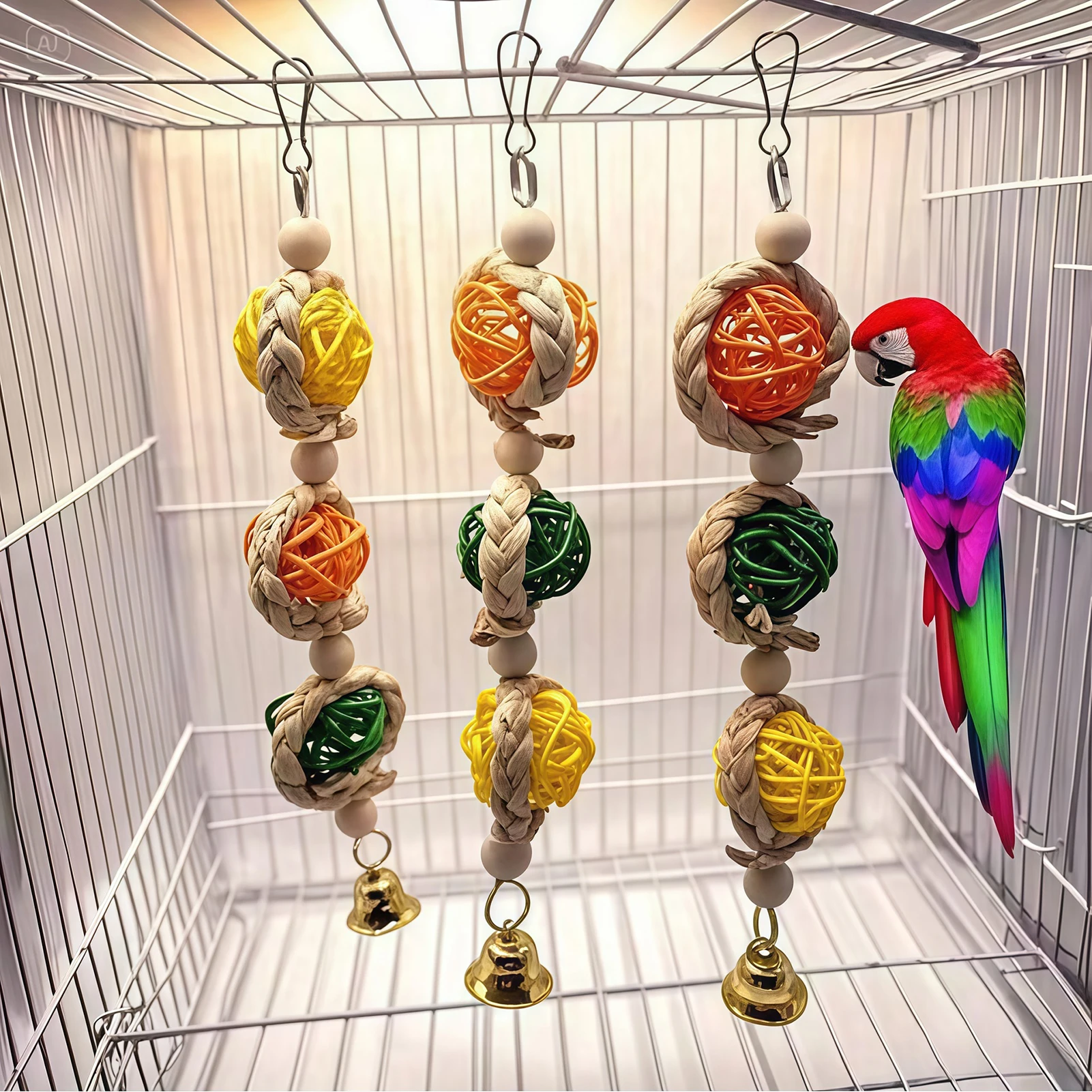 Brinquedo de Bola de Videira para Pássaros com Laço para Pendurar na Gaiola - Imagem 2