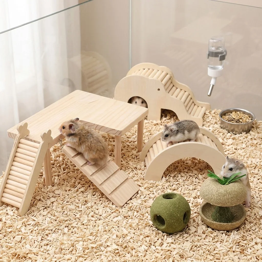 plataforma de madeira para hamster