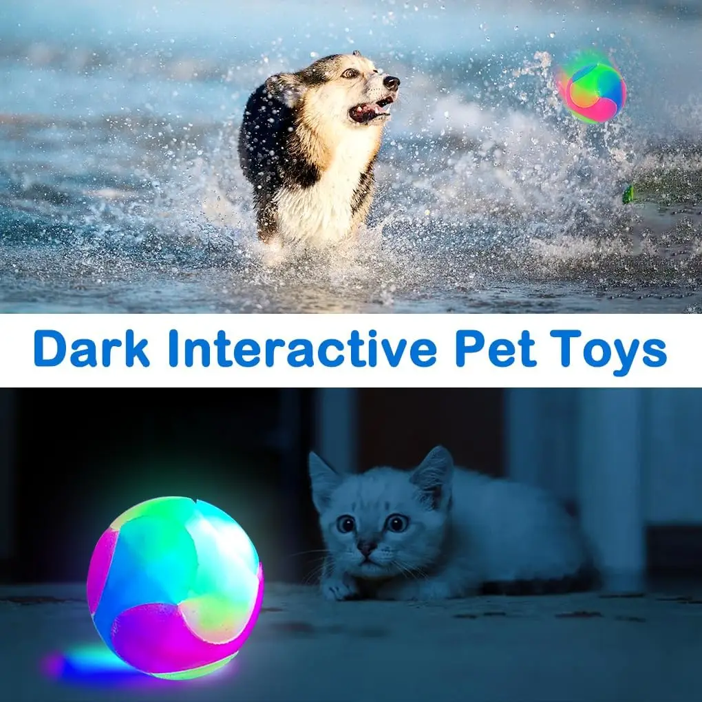 Bola LED para Cães de Silicone 5,5 cm Brilha no Escuro por 10s - Imagem 3