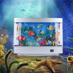 luminária de aquário com golfinhos de led