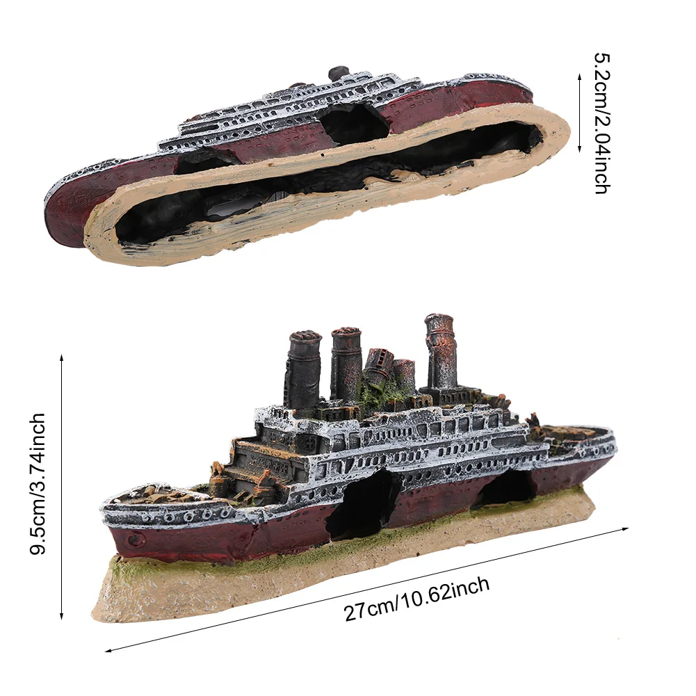 Ornamento Titanic para Aquário de Resina com Toca Esconderijo - Imagem 3