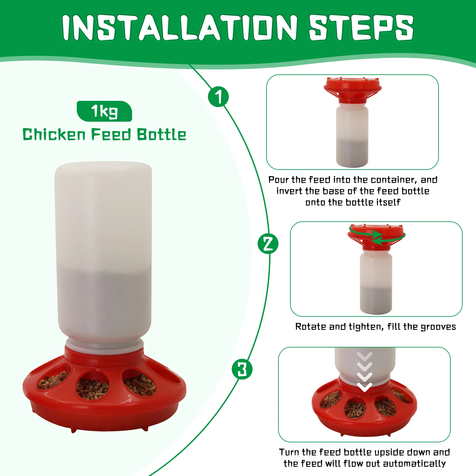 Comedouro e Bebedouro para Aves 1 Kg e 1 L com Limpeza Fácil - Imagem 5