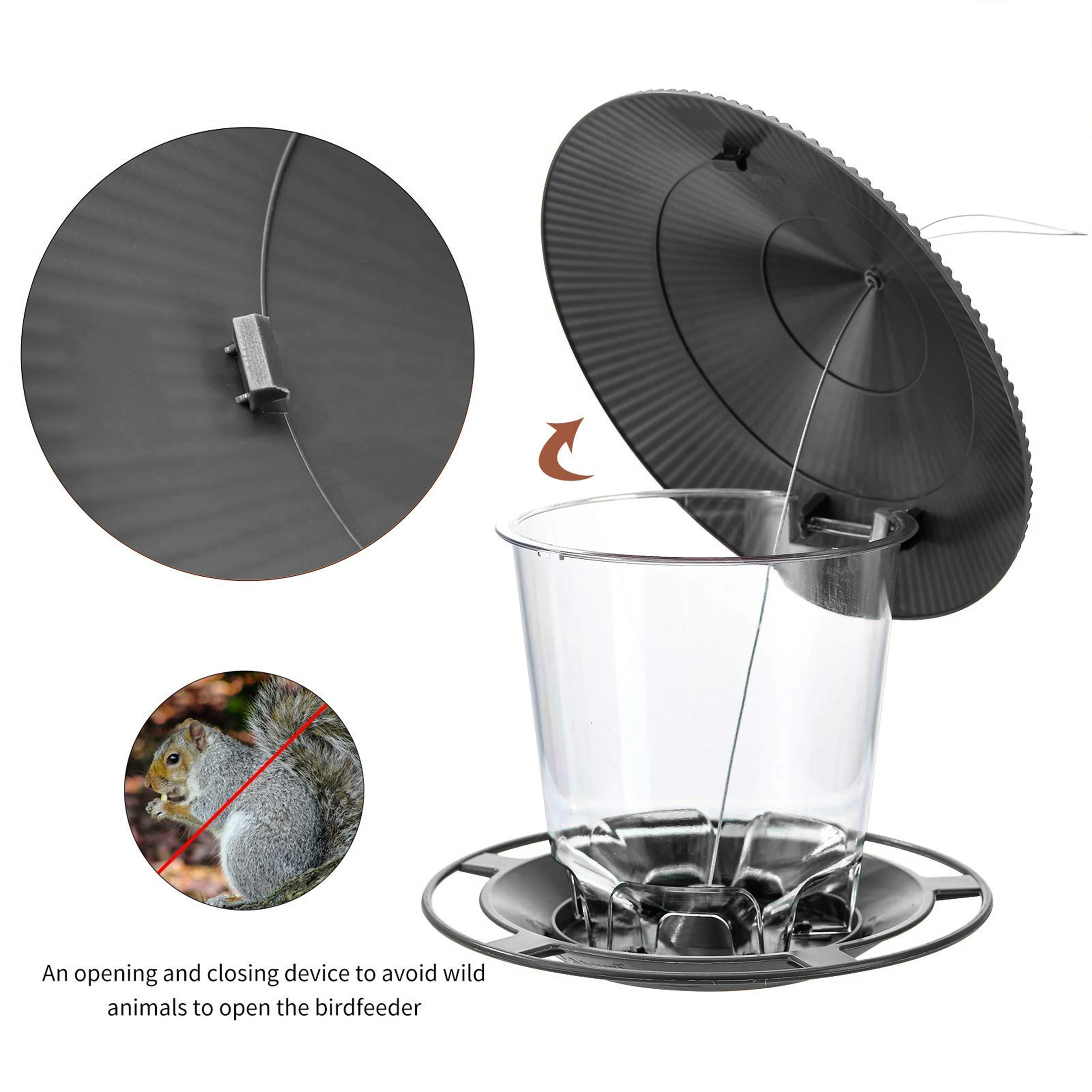 Alimentador de Pássaros Automático com Capacidade de 820 ml e Telhado Inclinado - Imagem 3