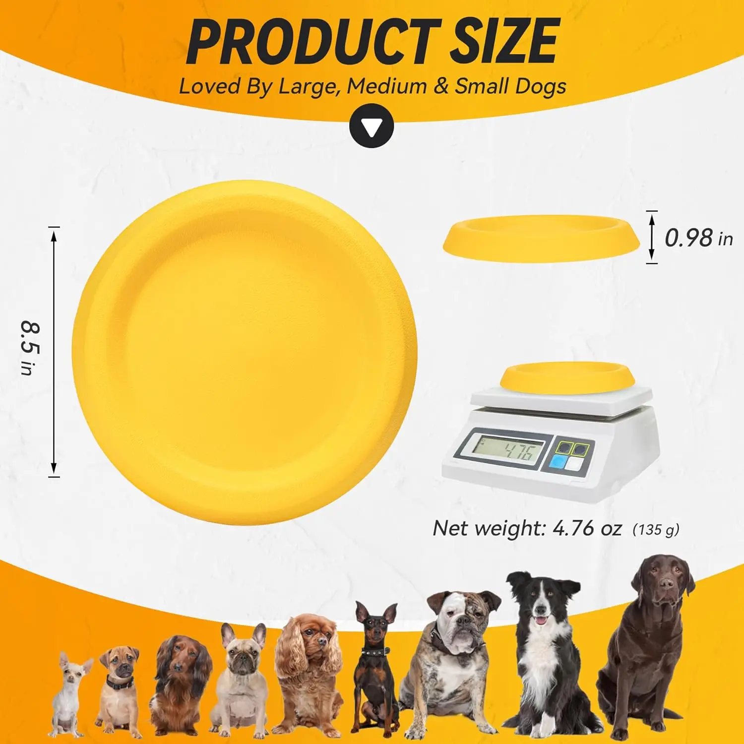 Disco Voador para Cães de Espuma EVA Flutuante Amarelo Visível - Image 6