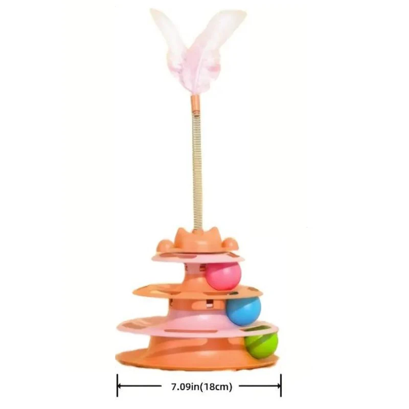Torre de Brinquedo para Gatos com Bolas e Penas Coloridas - Imagem 6