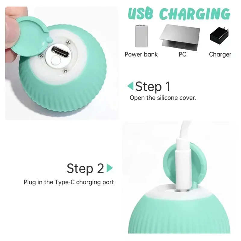 Bola Interativa para Gatos Recarregável USB Rotação 360 Graus - Image 6
