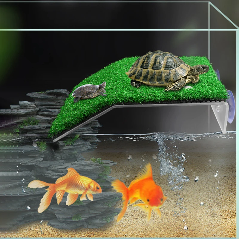 Plataforma de Basking para Tartarugas com Ventosas e Grama Artificial - Imagem 2