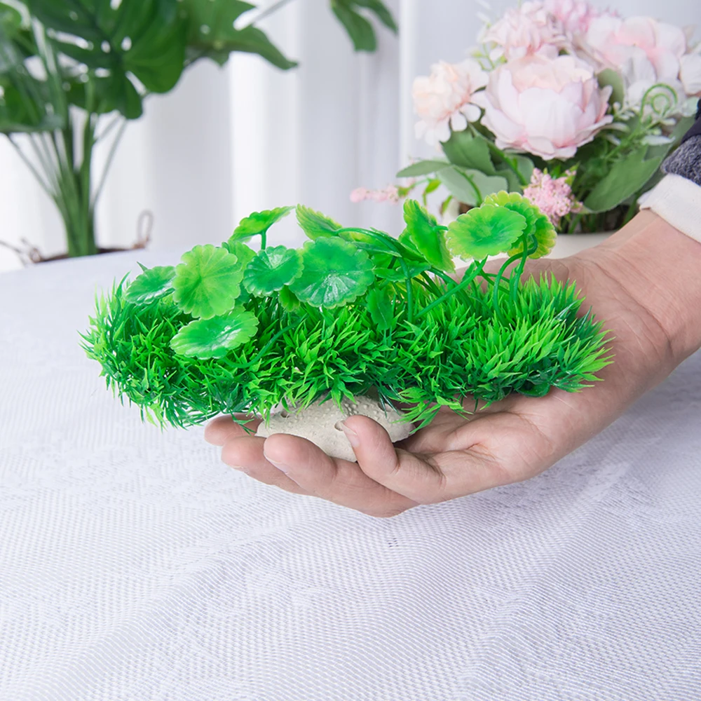 Planta Artificial para Aquário de Plástico BRANCO com Base - Imagem 4