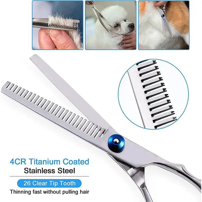 Tesoura Pet Grooming para Cães e Gatos de Aço Inoxidável Portátil - Imagem 2