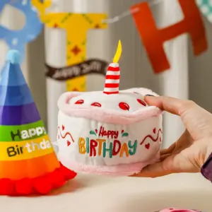 brinquedo de pelúcia para pets bolo de aniversário