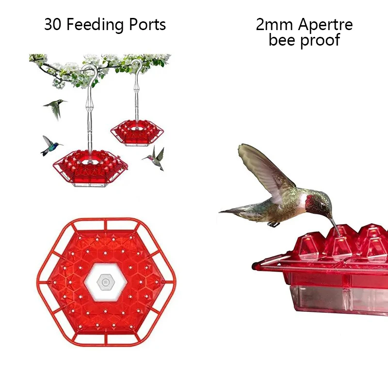 Alimentador de Pássaros com Gancho para Jardim 350ml com 30 Pontos - Imagem 6