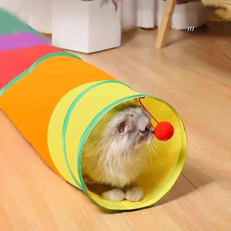 Túnel de Brincadeira para Gatos Dobrável Listrado com Armazenamento Fácil - Image 4