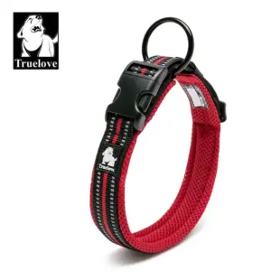 coleira de nylon ajustável refletiva para cães