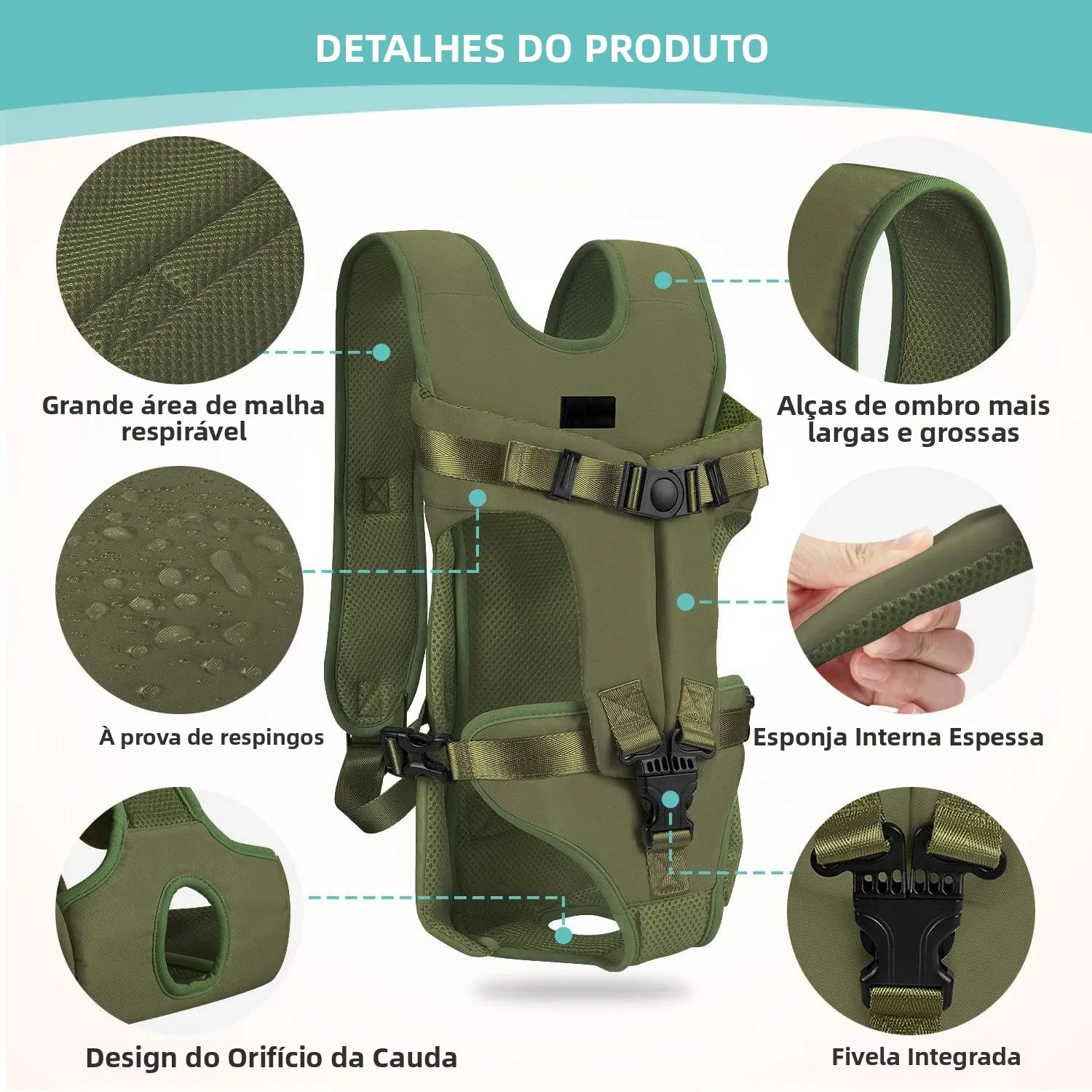 Mochila Frontal para Cães Pequenos e Médios de Tecido Oxford - Imagem 4