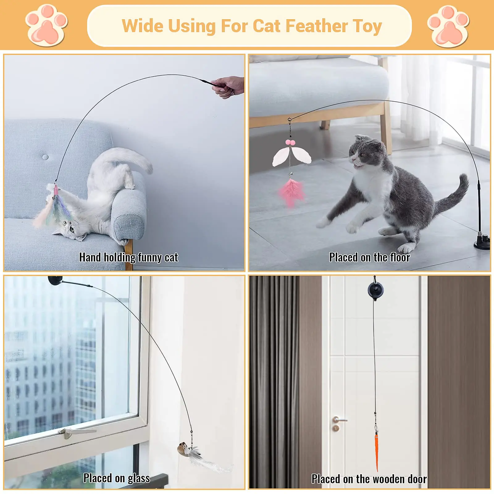 Brinquedo para Gato Pássaro com Ventosa e Pena para Caça - Imagem 5