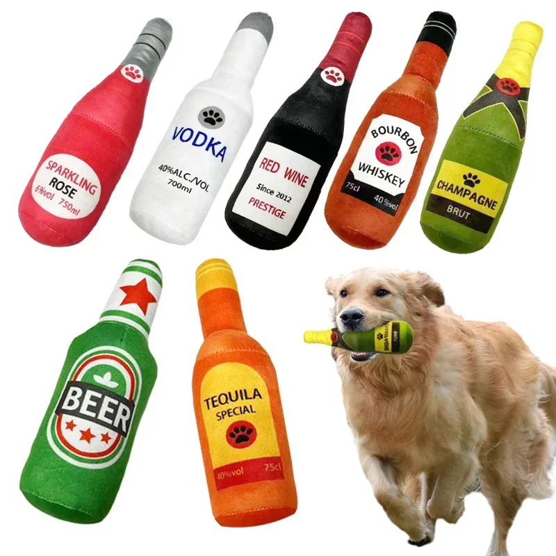 Brinquedo de Pelúcia para Cães Garrafa de Cerveja com Som de Apito - Imagem 2