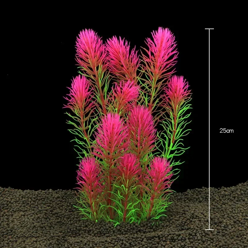Planta Artificial para Aquário de Plástico com Base de Cerâmica Estável - Imagem 4