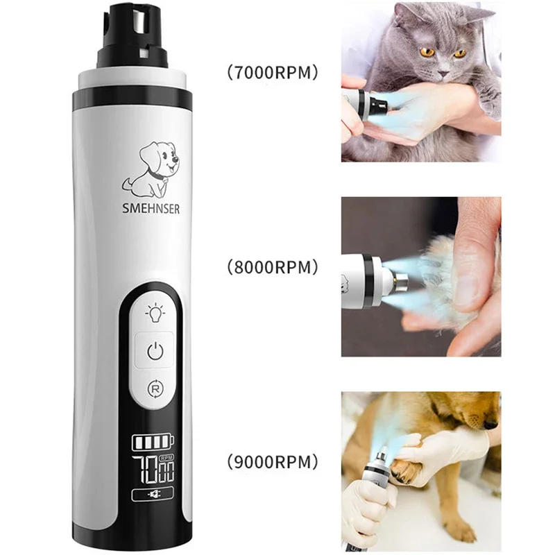 Cortador de Unhas Elétrico Recarregável USB para Cães e Gatos com Luz LED - Imagem 6