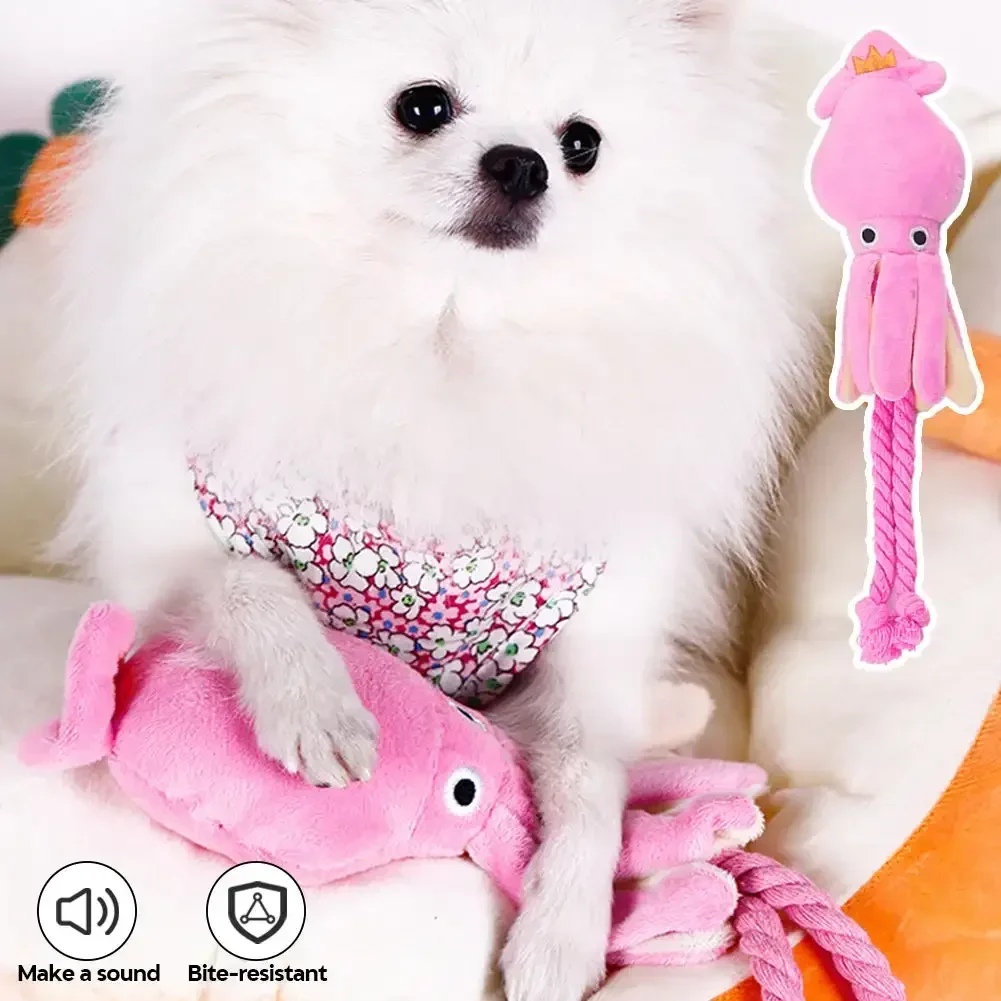 Brinquedo de Pelúcia Polvo para Cães Pequenos com Som e Corda - Imagem 4