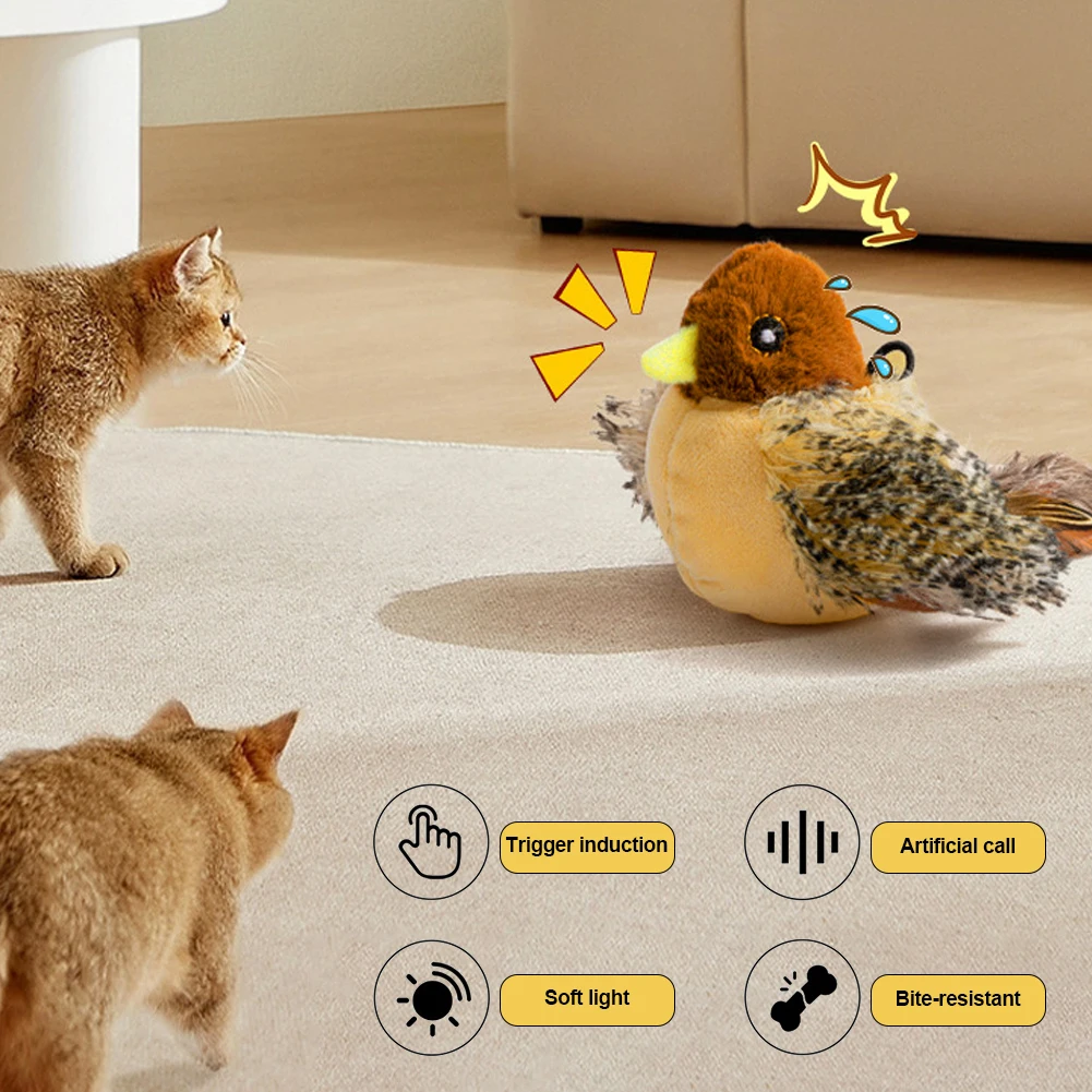 Brinquedo Interativo para Gatos Pássaro Voador com Sons Reais e Asas Batendo - Imagem 2