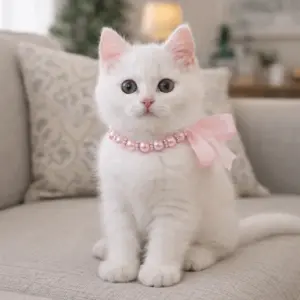 coleira para gatos com pérolas simuladas