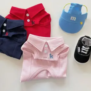 camisa polo de algodão para cães