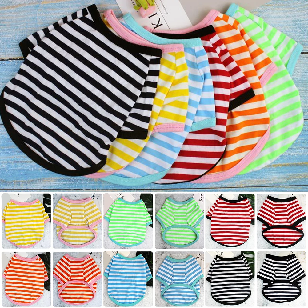 Camiseta Listrada para Cães de Algodão com Gola e Mangas Elásticas - Image 2