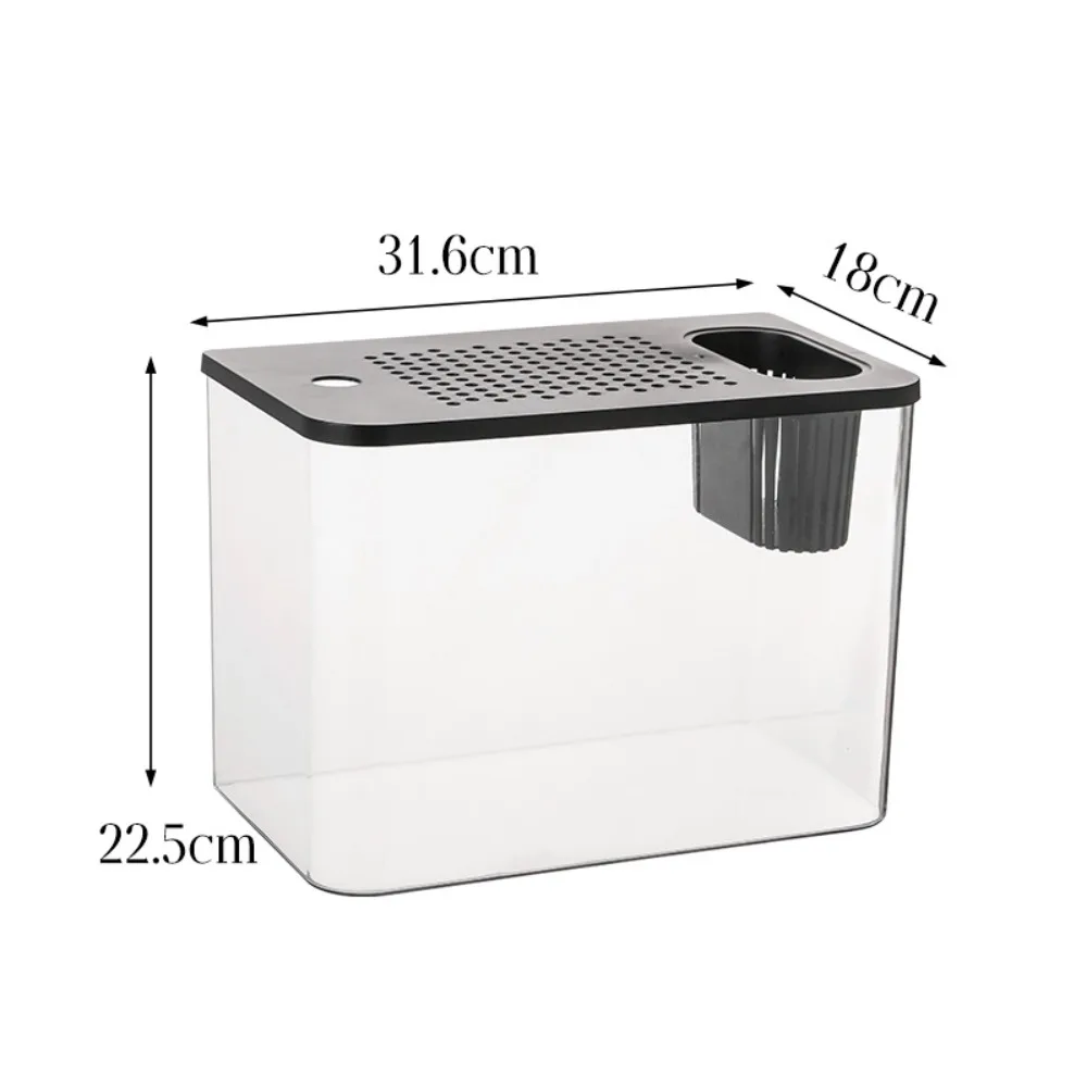 Aquário para Tartarugas de PET+ABS Transparente com Tampa e Orifício de Alimentação - Imagem 6