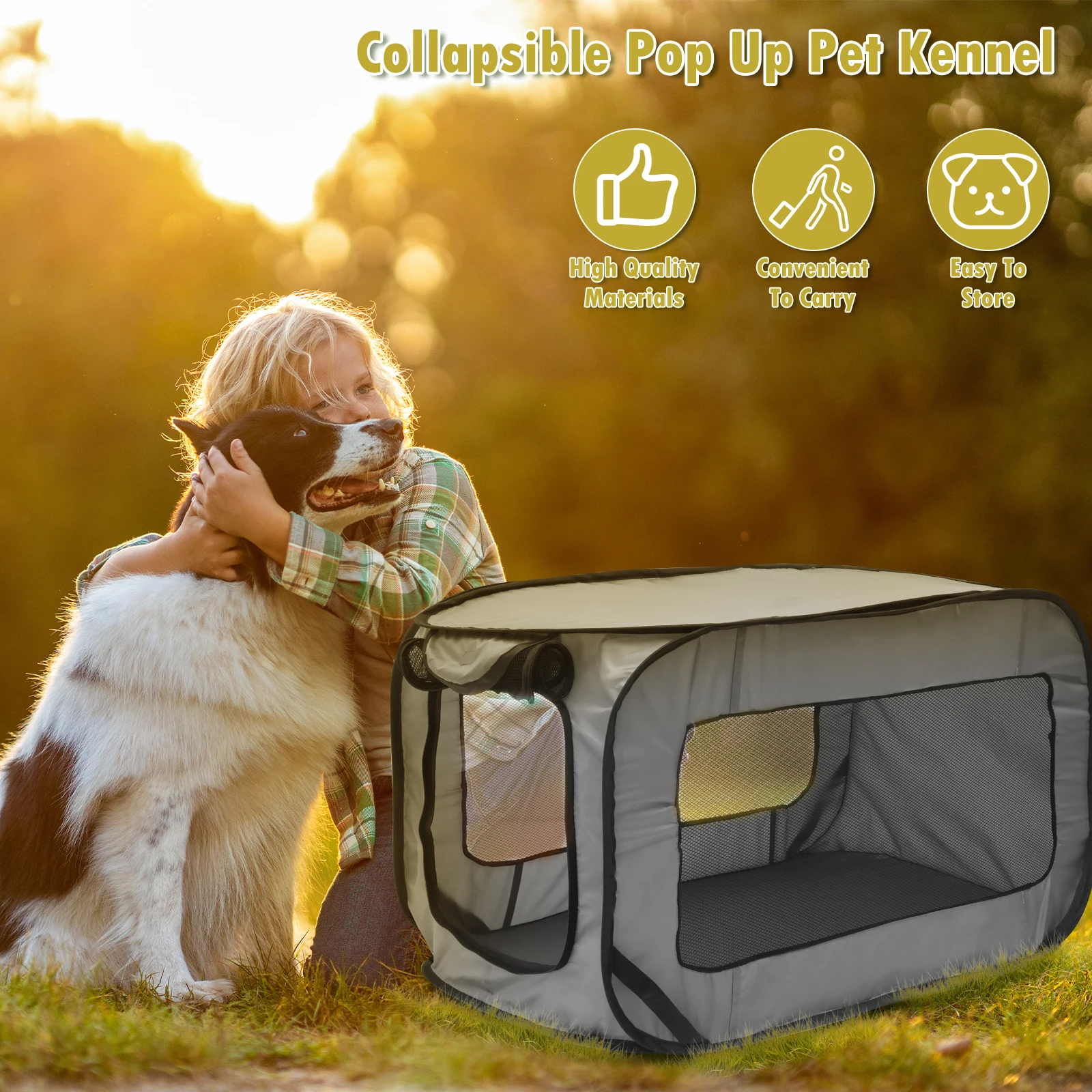 Caixa de Viagem para Cães Dobrável Oxford 93 cm com Bolsa de Transporte - Imagem 3