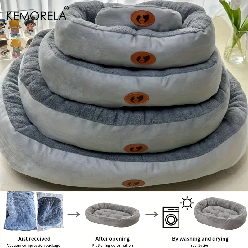 Cama Oval de Pelúcia para Cães e Gatos Pequenos e Médios Lavável - Image 5