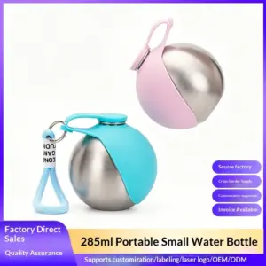 garrafa de água portátil para pets com tigela dobrável