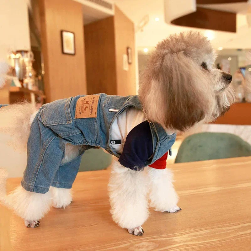 macacão jeans para cães pequenos
