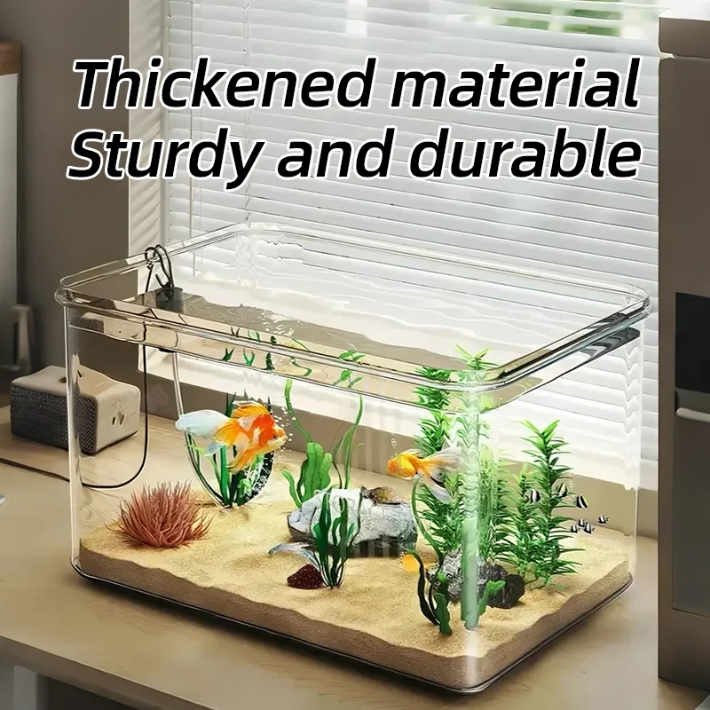 Aquário Retangular Transparente para Peixes de Mesa para Escritório - Imagem 3